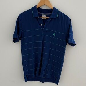 Brooks Brothers Navy and Teal Striped Polo Shirt